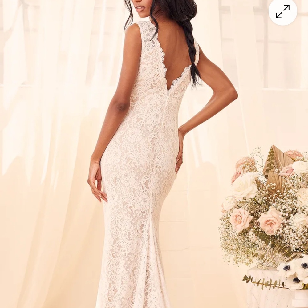 Lulu's White V-neck Sleeveless Sheath Gown